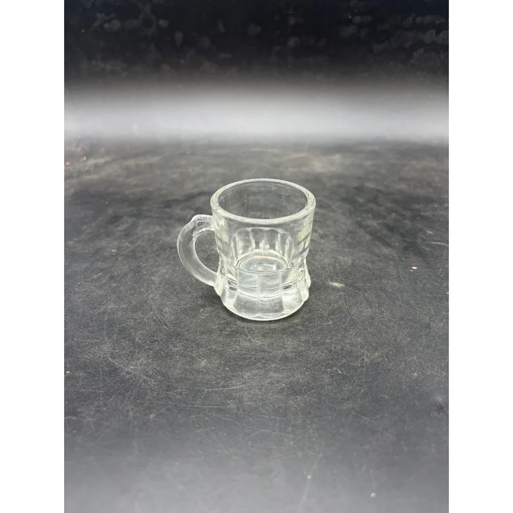 Vintage Clear Glass Miniature Beer Mug Shot Glass Paneled Stein Design 2 Inch